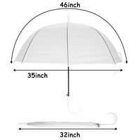 WASING 6 Pack 46 Inch Frosted White Bubble Umbrella Large Canopy Matte White Stick Umbrellas Auto Open Windproof with European J Hook Handle Outdoor Wedding Style Umbrella for Adult