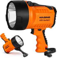 WASING Rechargeable 1000 Lumens Spotlight USB and AC Charging 10 Watt Ultra Bright Portable Searchlight Emergency Work Light Tactical Handheld LED Flashlight for Home Maintenance Outdoor Activities