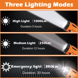 WASING 10 Watt 1000 Lumens LED Rechargeable Spotlight