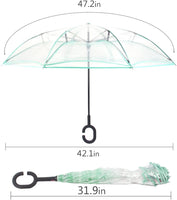WASING Double Layer Inverted Umbrella Cars Reverse Umbrella, Windproof UV Protection Big Straight Umbrella for Car Rain Outdoor with C-Shaped Handle